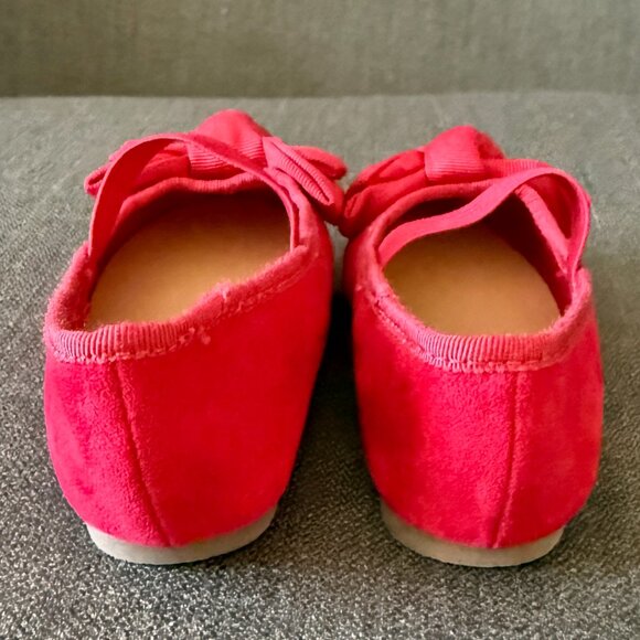 NWOT Old Navy Faux-Suede Red Bow Ballet Flats Toddler Size 5 - Picture 3 of 6